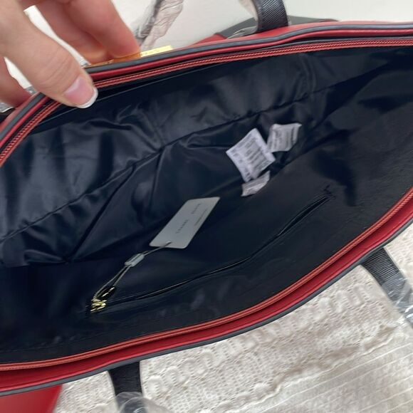 NWT Amazon Faux Leather Red and Black Women's Tote Bag Set - Picture 4 of 10